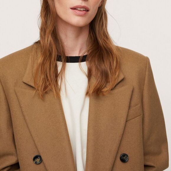 Mango Double Breasted 80% Wool Blend Jacket Blazer Coat - Picture 8 of 16